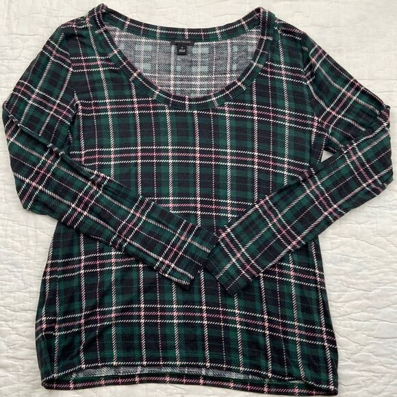 Ann Taylor Plaid Tartan Long Sleeve size Medium - Picture 1 of 6